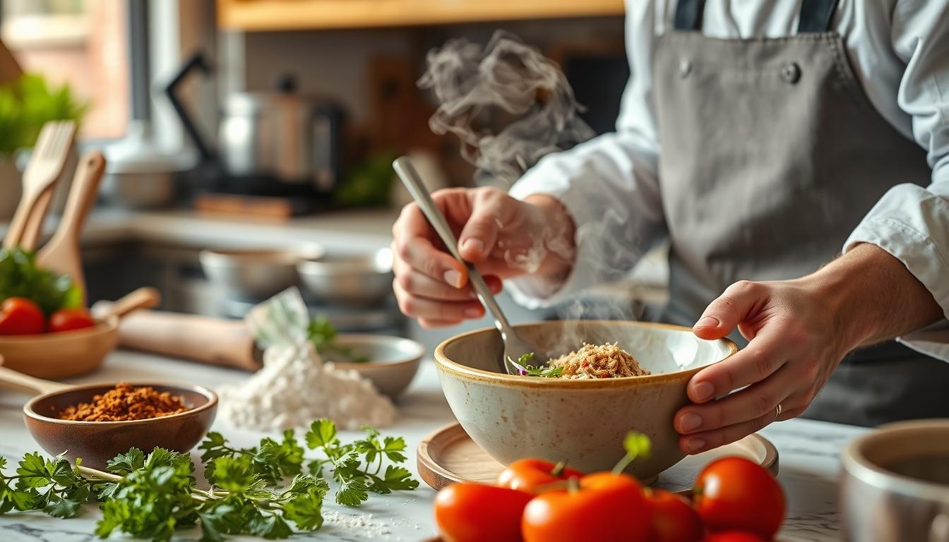 Quick weeknight dinner prepared in a home kitchen